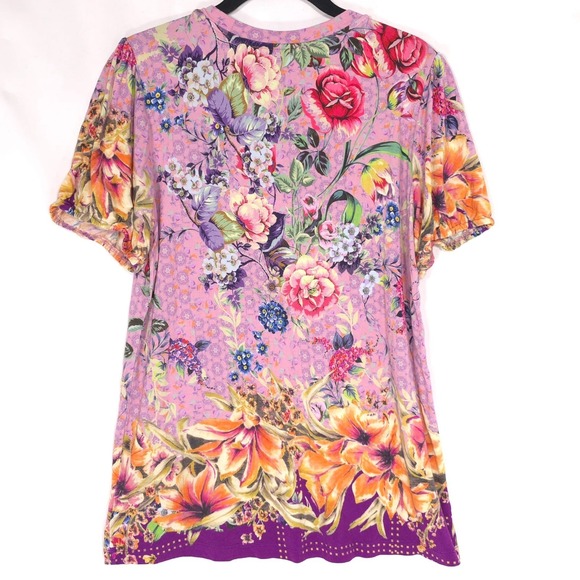JOHNNY WAS Floral Top Blouse MEDIUM Pink Boho Bamboo Made Women's T15422-5 - Picture 6 of 10